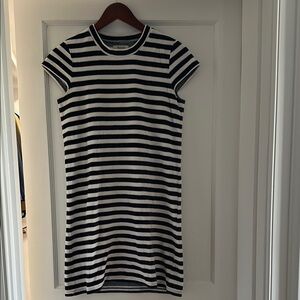 Striped navy and White Dress velvet dress  from Madewell XS
